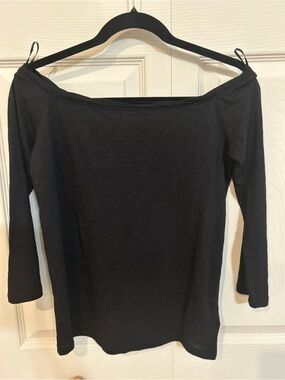 Express Black Off-the-Shoulder Long Sleeve Top